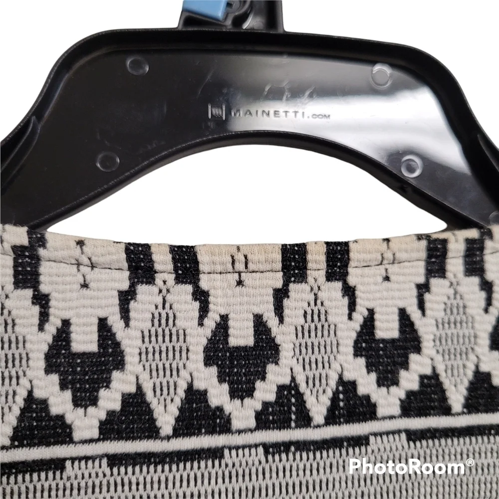 Bar III Black And White Aztec‎ Tribal Print Fringed Full Zip Jacket Size Medium